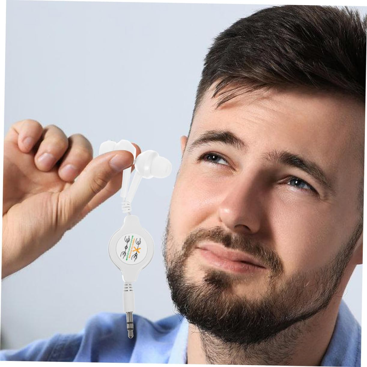 Gatuida 2Pcs Double Pull Retractable Earphones for Ear Earbuds Comfortable Fit for Computer Laptop Use and Sports Activities image number 2