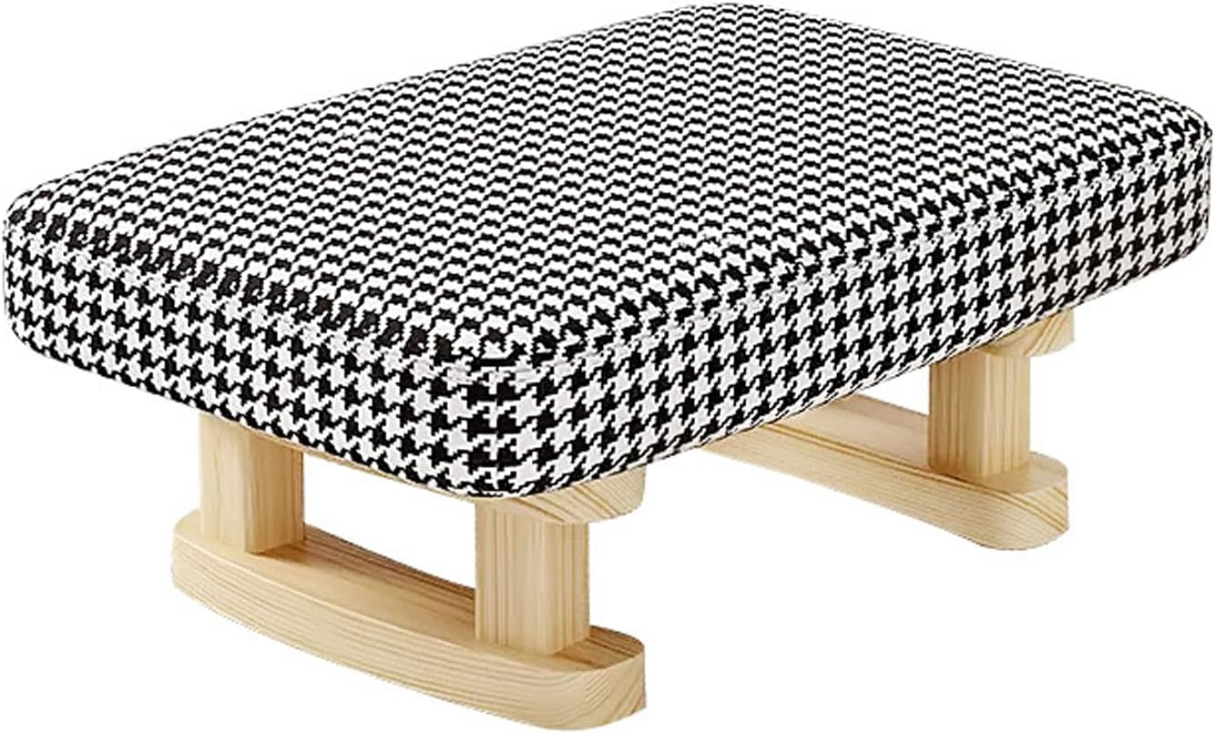 Small Footstool, Wooden Chair Leg Modern under Desk Foot Rest, Stable anti Slip Simple Padded Sofa Footstool for Living Room (Dark Grey)