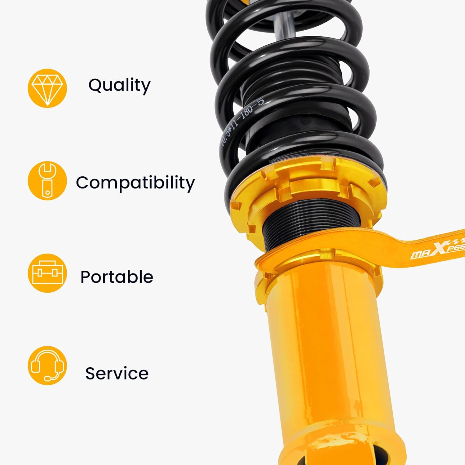 Maxpeedingrods Universal C Spanner Hook Wrench Set Coilover Spring Adjustment Tool Steel Spanner Wrench, Yellow, 2Pcs image number 1