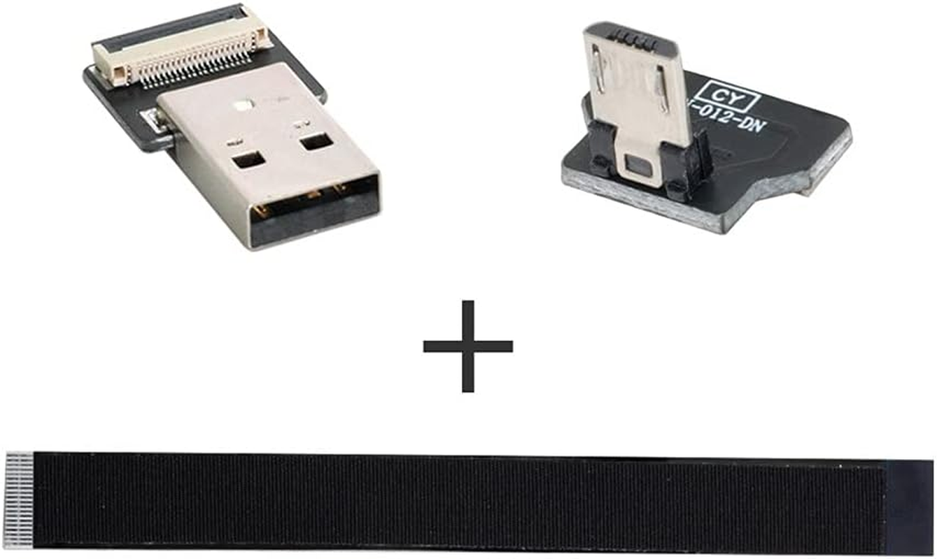 Xiwai 2.0M down Angled USB 2.0 Type-A Male to Micro USB 5Pin Male Data Flat Slim FPC Cable for FPV & Disk & Phone