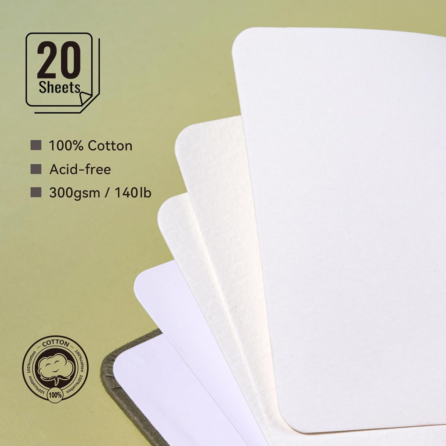 Lightwish Watercolor Sketchbook, 100% Cotton Cold Press Art Supplies Watercolor Paper Journal 3.8 * 5.1In, 2 Pack 40 Sheets (140Lb/300Gsm), Acid-Free for Watercolors, Gouache, Acrylics image number 6