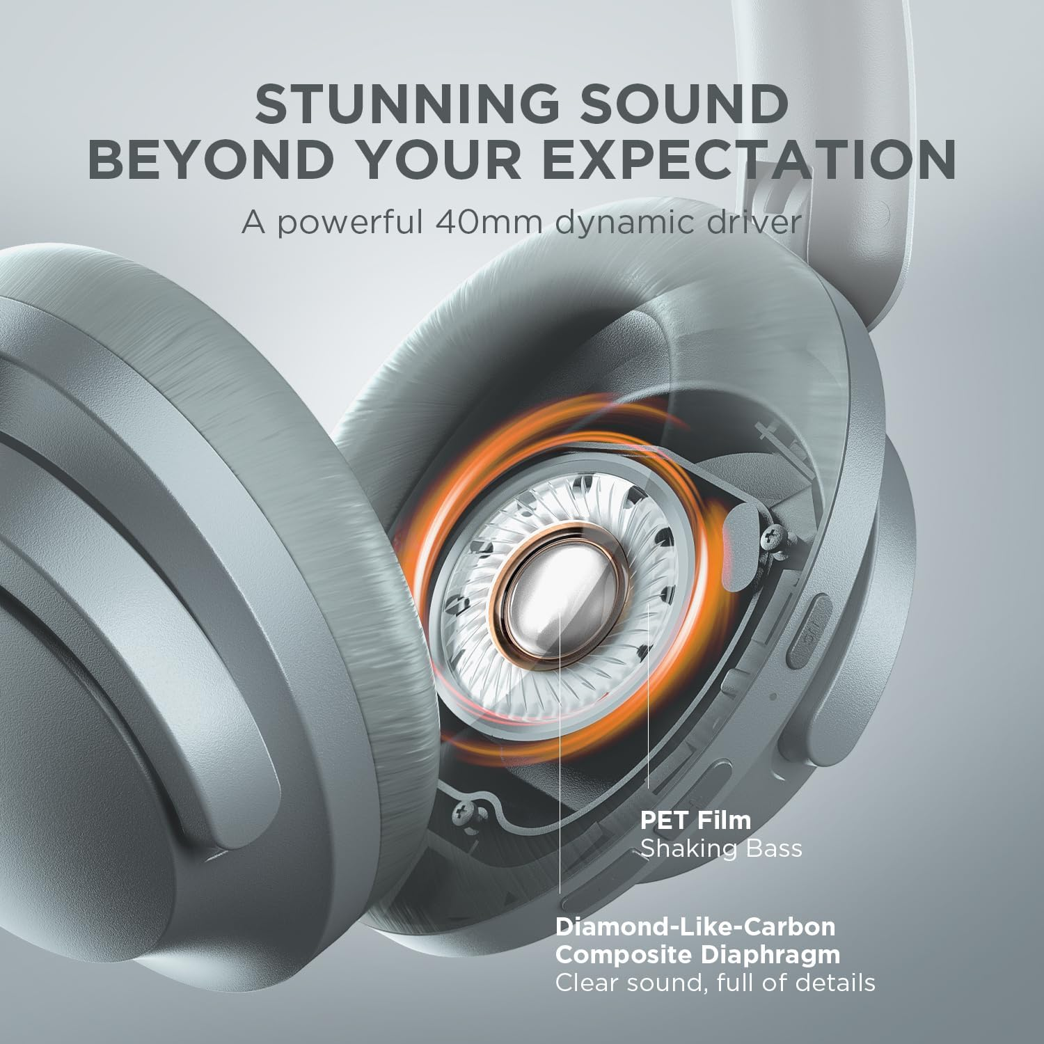 1MORE Sonoflow Active Noise Cancelling Headphones, over Ear Bluetooth Headphones with LDAC, Hi-Res Wireless Audio, 70H Playtime, 5 Mics, Clear Calls, Preset EQ, App, Foldable Earphones,Silver image number 3