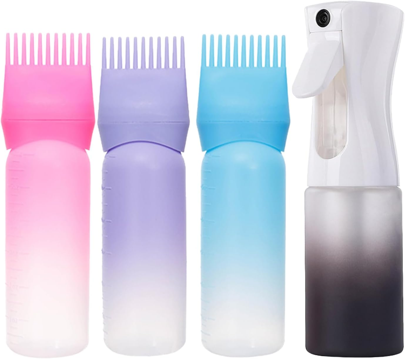 Melearch 3 Pieces Hair Oil Root Comb Applicator Bottle with Graduated Scale, Versatile Atomiser Bottles - Shampoo Bottle for Scalp Treatment in Salon at Home, Hair Colouring image number 3