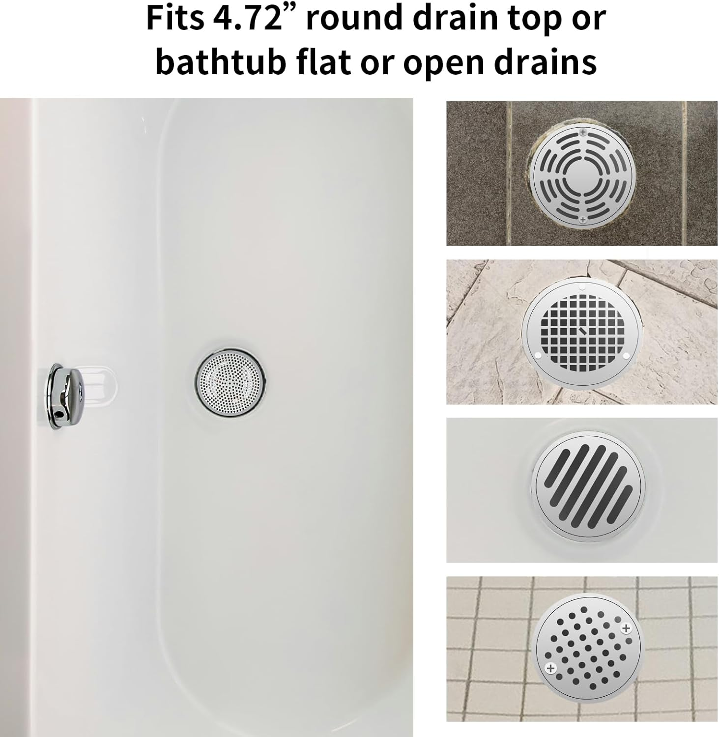 Ohtomber Shower Drain Hair Catcher - 2PCS 4.72&rdquo; Shower Stall Sink Drain Cover Strainer, Stainless Steel Bathtub Hair Filter Trap Stopper, Bathroom Floor Screen Protector with Silicone Rim