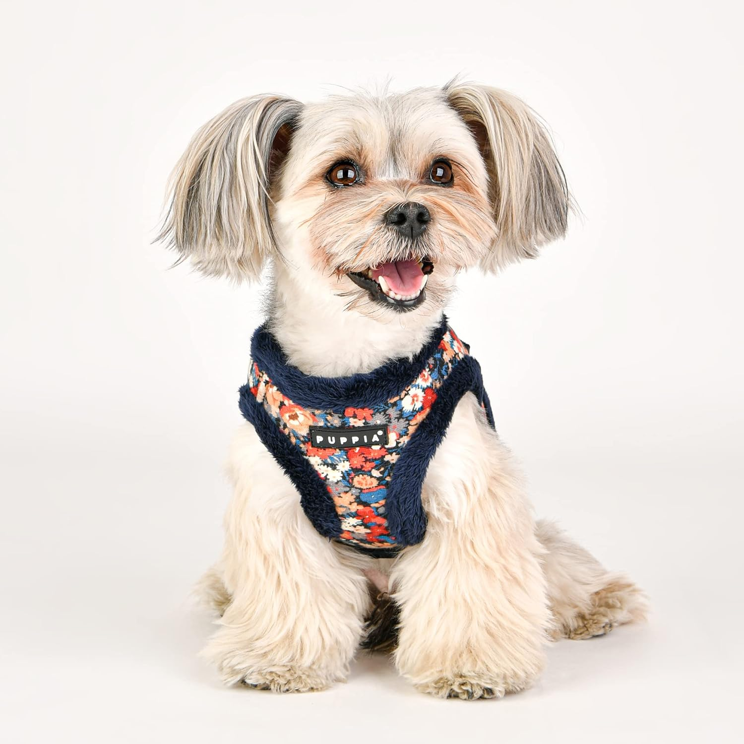 Puppia Gianni Vest Dog Harness Step-In Warm Winter Flower Pattern for Small and Medium Dog, Navy, Large image number 3