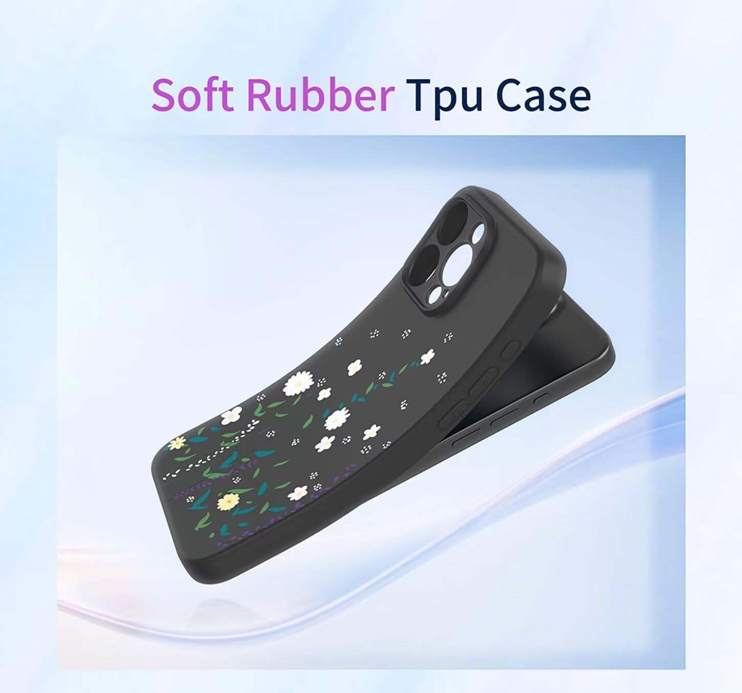 ILING Case for Oppo A40 4G / Oppo A40M / Oppo A60 5G, Elegant Flowers Vines or Cute Panda Pattern Soft Liquid Silicone TPU Bumper Shockproof Protective Case Ultra Thin Mobile Phone Case (Black A92) - Black A92 image number 3