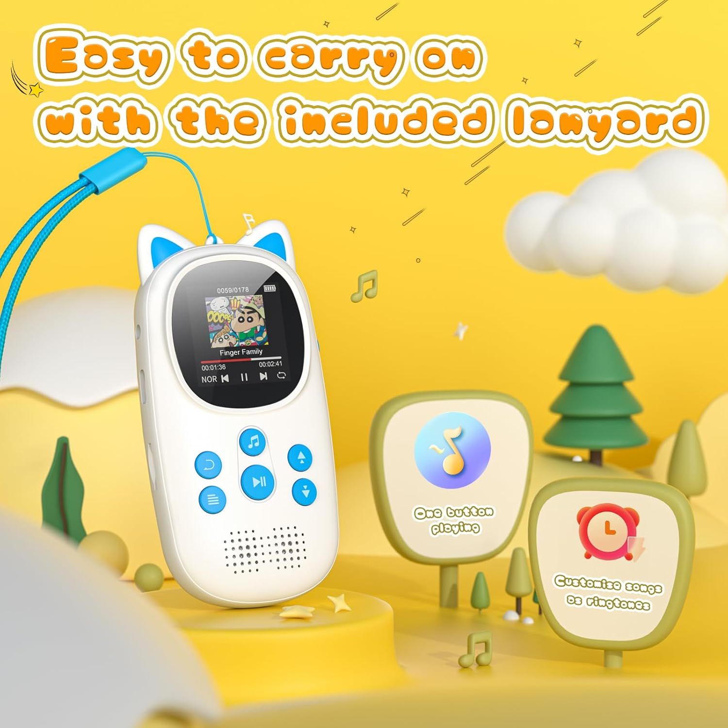 32GB MP3 Player with Bluetooth 5.0, Oilsky 750Mah Kids Music Player with Speaker, Portable Sports Digital Audio Players with FM Radio, Voice Recorder, Pedometer, up to 128GB - Earphones Included