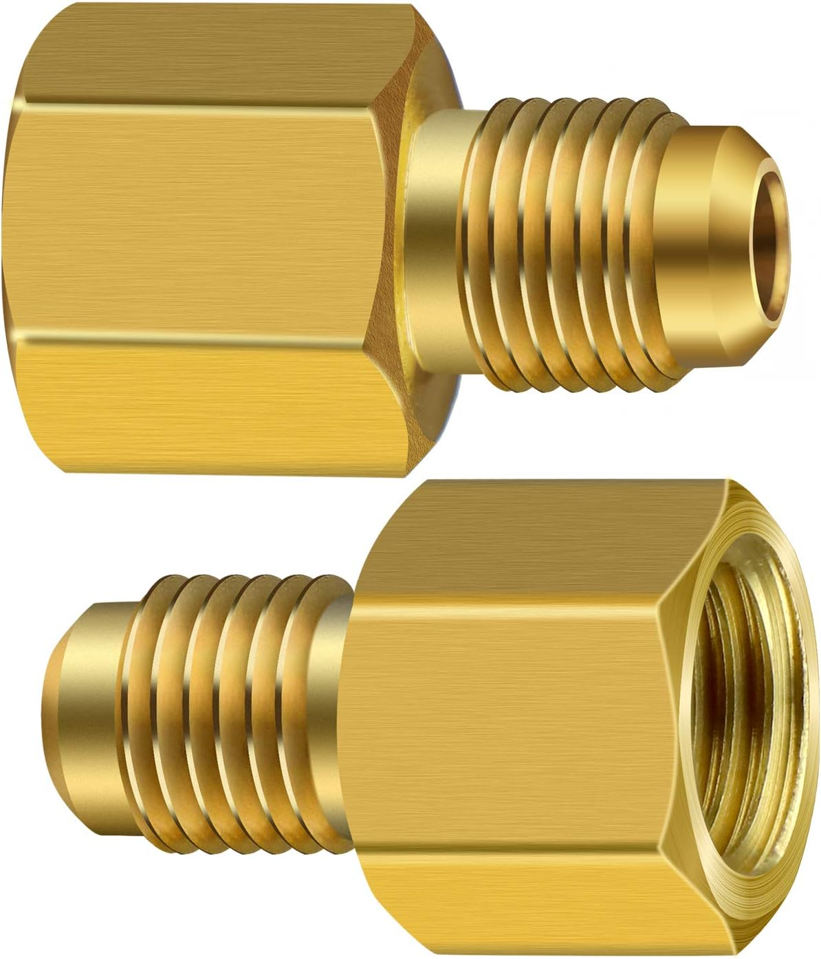 6 Pieces 6015 R134A Brass Refrigerant Tank Adapter to R12 Fitting Adapter 1/2 Female Acme to 1/4 Male Flare Adaptor Valve Core and 6014 Vacuum Pump Adapter 1/4 Inch Flare Female to 1/2 Inch Acme Male image number 5