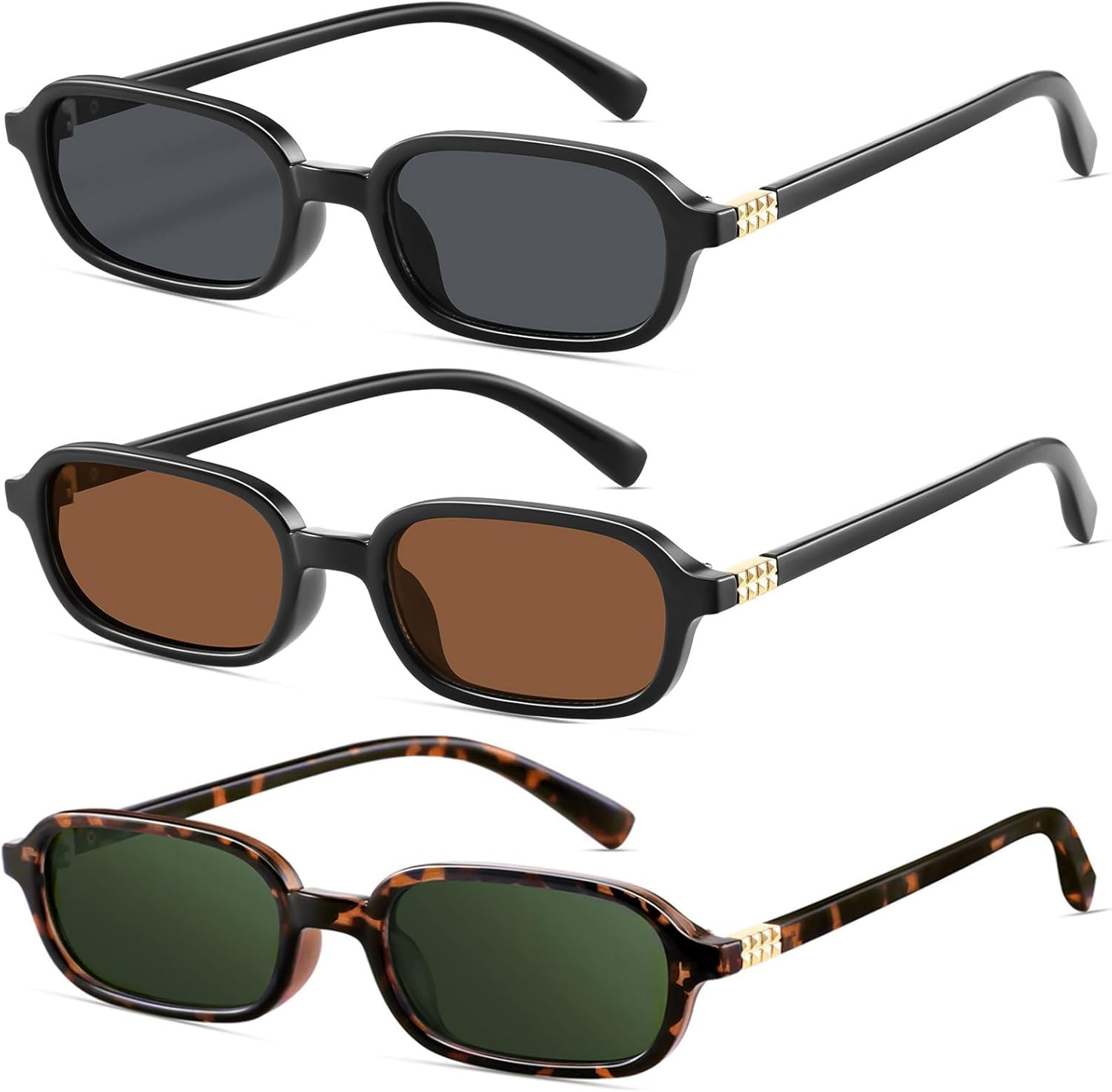 Retro Rectangular Sunglasses for Women Narrow Trendy Small 90S Style Square Frame UV Protection Sun Glasses