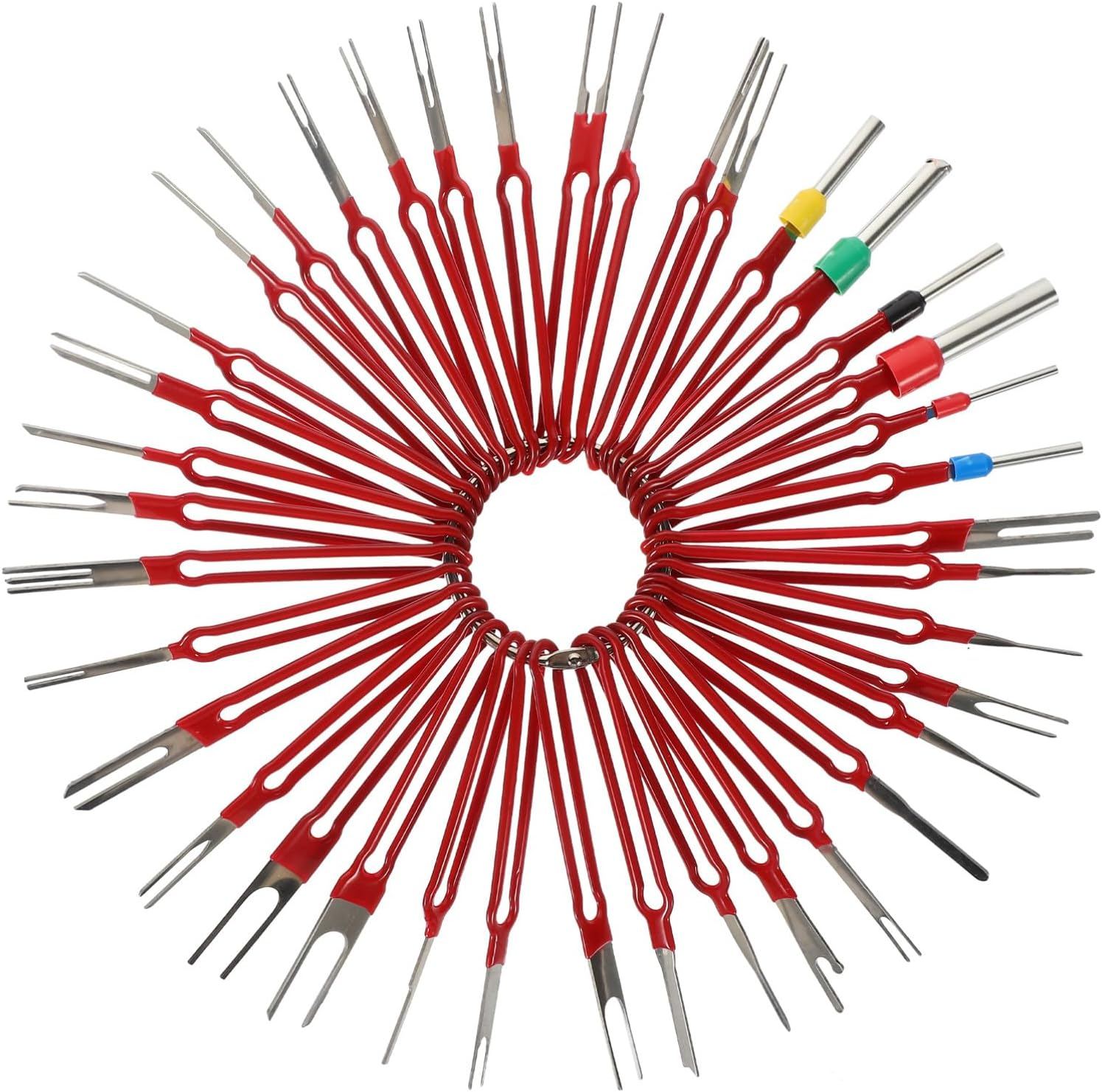 ELAYARD 39Pcs Car Terminal, Electrical Terminal Ejector Set 0.8-6.2Mm, Red Flat Push Tool for Wire Harness, Mechanics Electrical System Repair image number 5