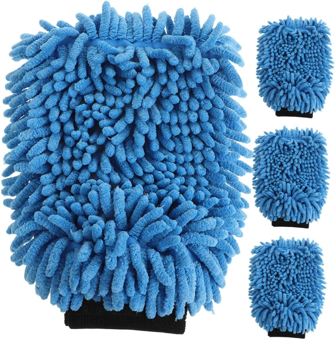 4Pcs Car Chenille Mitts Soft Microfiber Wash Gloves Highly Absorbent Car Washing Sponge Cloths with Thick Sponge Ergonomic Fit for Automotive Trucks Boats Cleaning image number 3