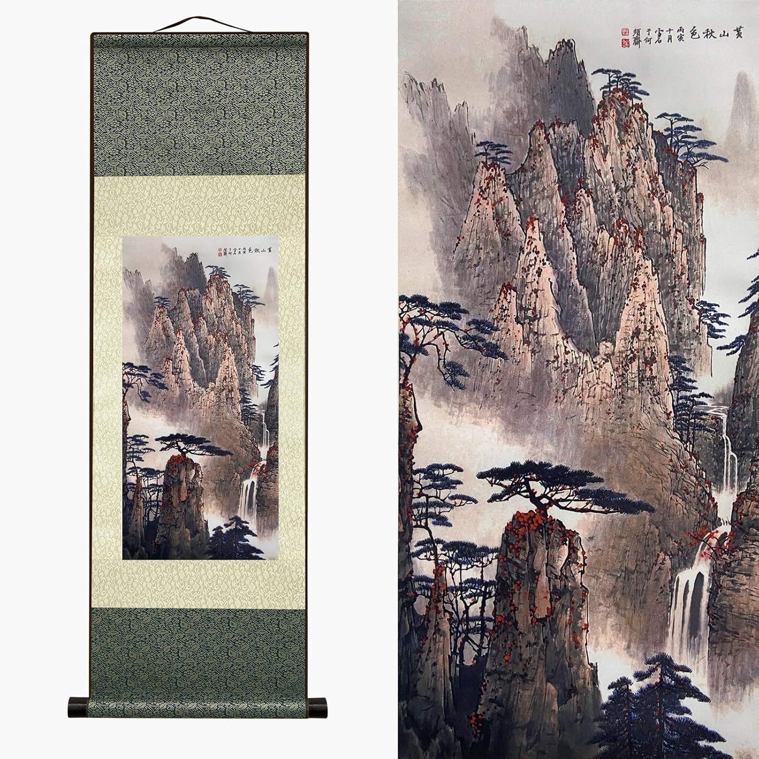 Atfart Beautiful Scroll Wall Hanging,Autumn in Huangshan (39 Inches X 12 Inches). - A3 image number 7