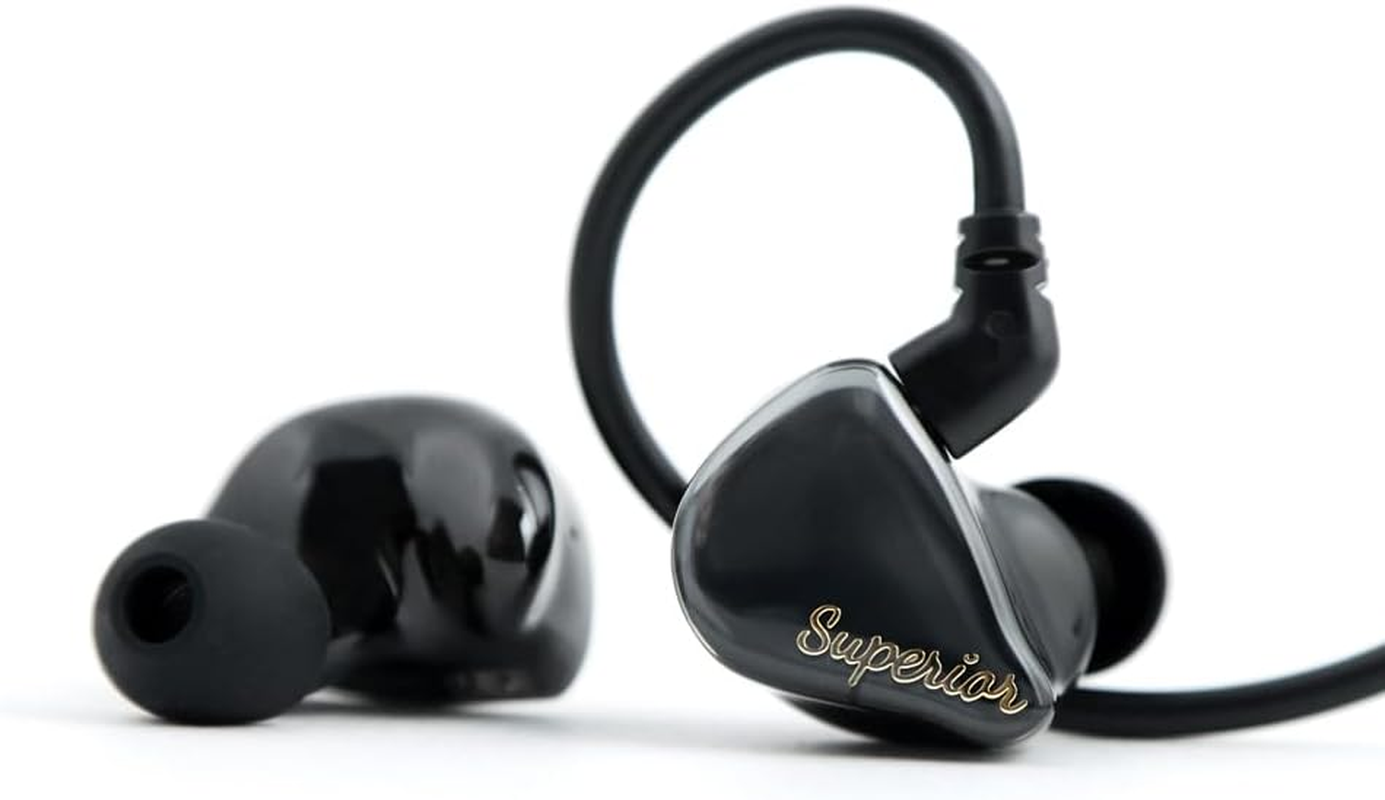 Qdc-Superior-Bk Superior Piano Black Earbuds with 0.4 Inch (10 Mm) Single Full Range Dynamic Driver, Coaxial Dual Magnetic Circuit & Dual Cavity Structure, Uses Iem2Pin Connectors, High Resolution,