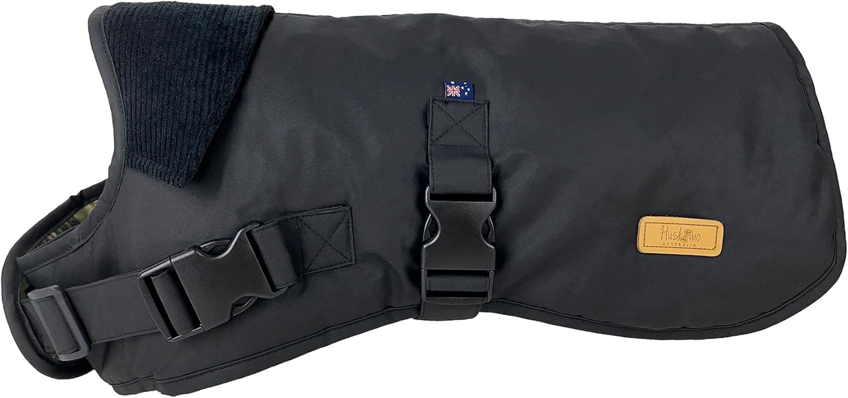 Huskimo Dog Coat Waxed Cotton Thunder 67Cm, Black &ndash; Waterproof & Windproof Dog Jacket with Corduroy Neck Panel, Adjustable Fit, Soft Cotton Lining, Eco-Friendly Oilskin Alternative image number 3