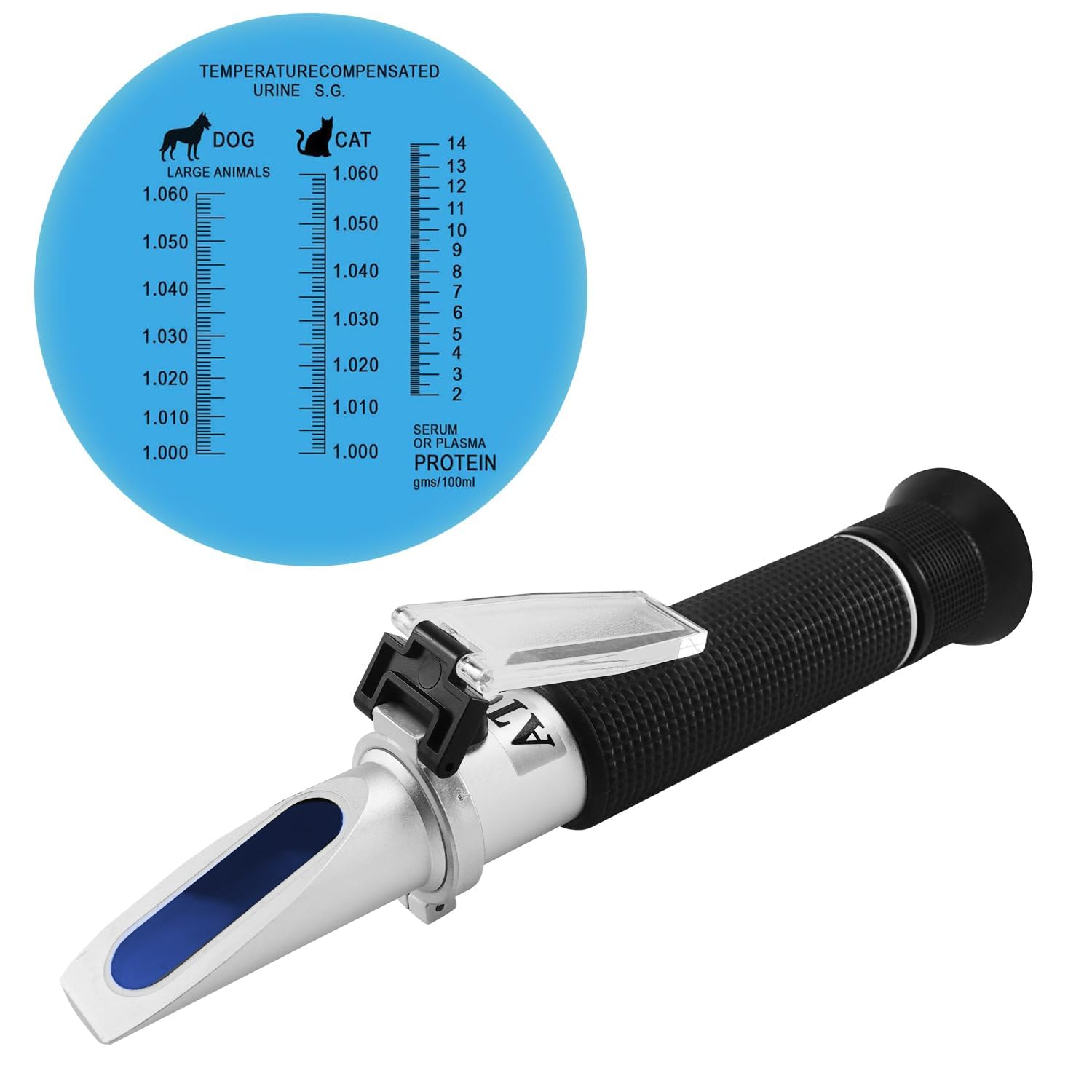 QUMOX 3-In-1 Veterinary Refractometer for Urine Specific Gravity & Serum Protein &ndash; Dog, Cat, Pet Health Monitor, Optical ATC Tester for Animal Clinic, No Battery Needed image number 4