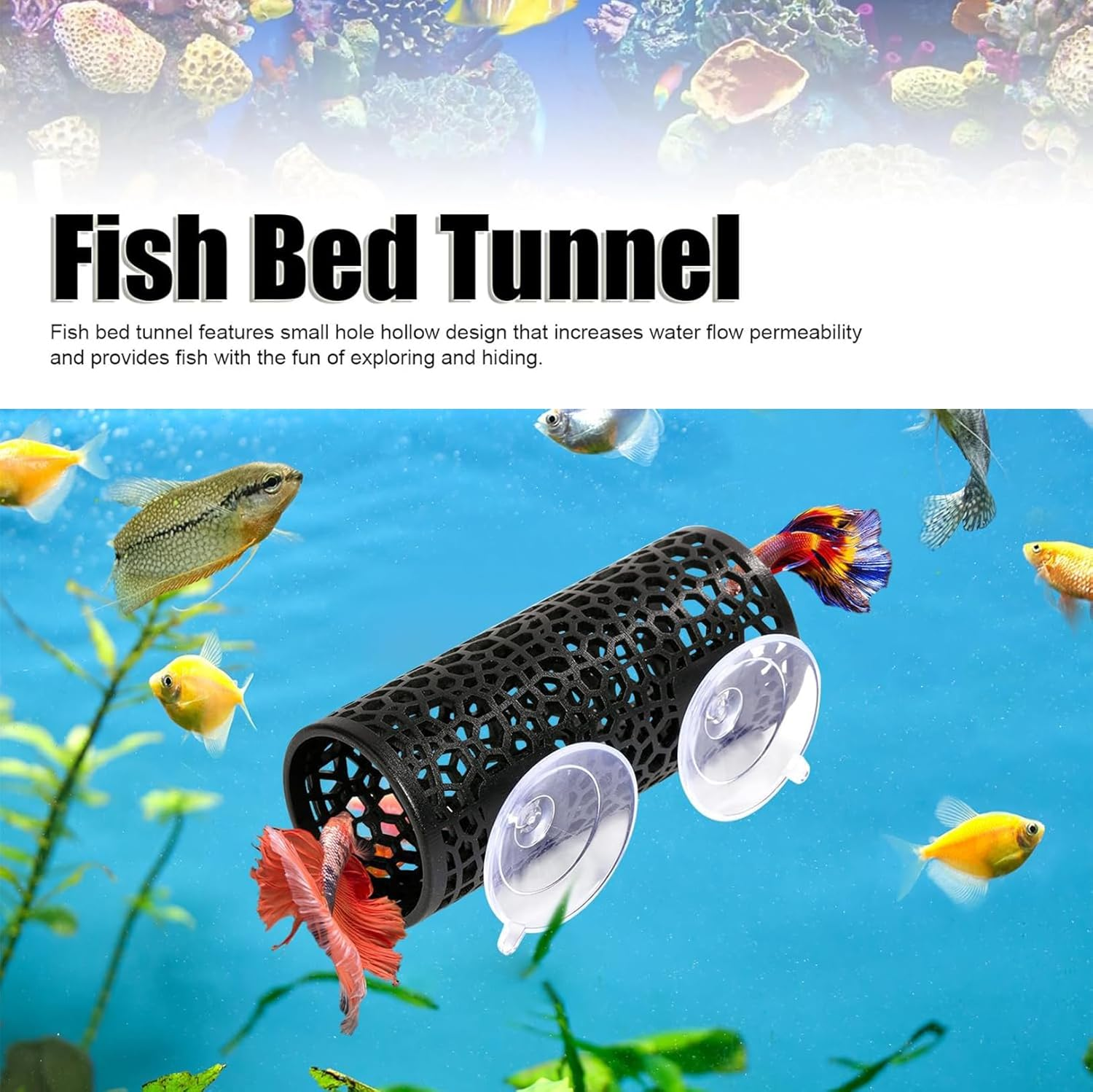 Multipurpose Fish Tank Accessories,Hollow Aquarium Betta Shelter,Betta Sleeping Tube,Space Saving Betta Hammock for Fish,Shrimp Etc. image number 5