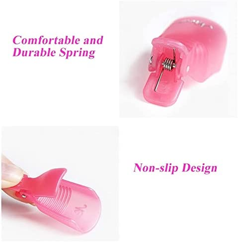 Uandhome 10Pcs Acrylic Nail Art Soak off Cap Clip, UV Gel Polish Remover Wrap Cleaner Tool for Fingernail, Nail Polish Gel Remover Tools image number 3