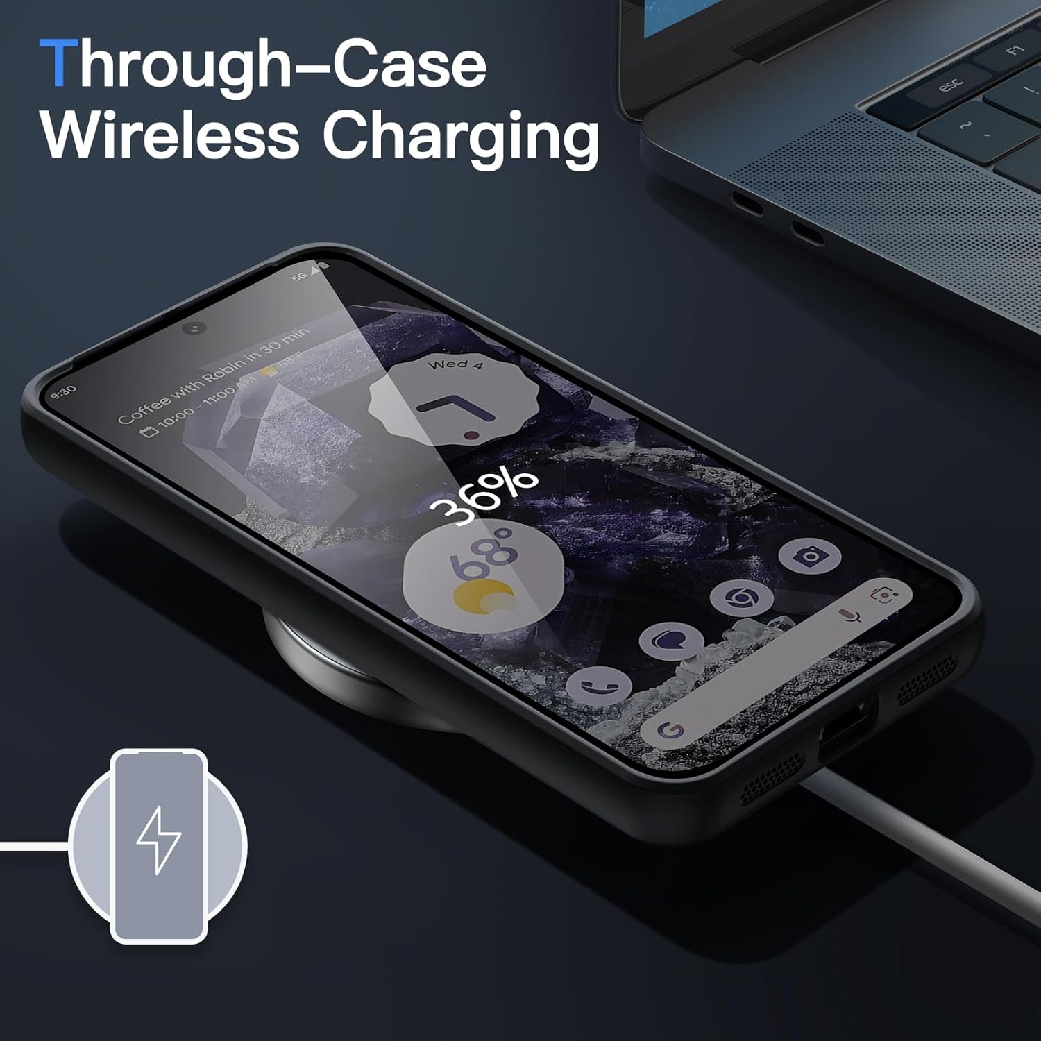 Jetech Matte Case for Google Pixel 8 6.2-Inch 2023, Frosted Translucent Back Protective Slim Phone Cover, Anti-Fingerprints (Obsidian) - Hazel image number 3