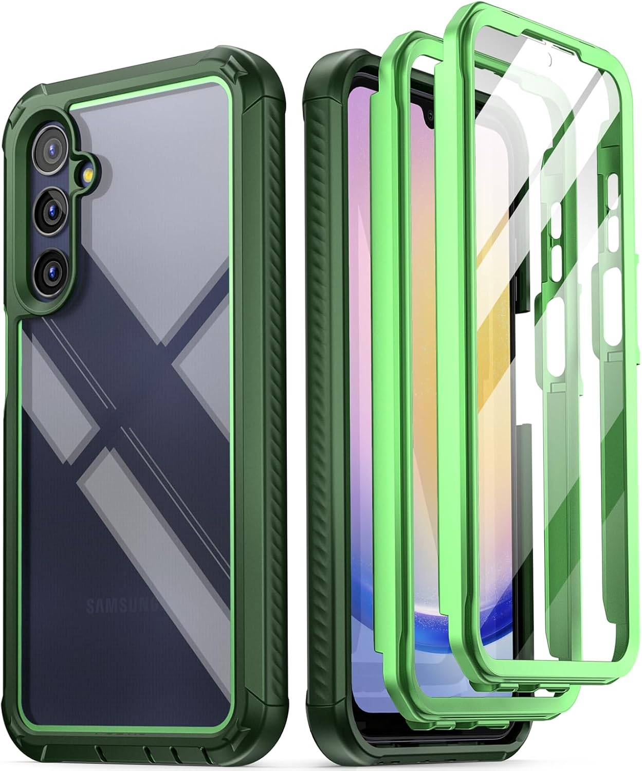 Poetic Guardian Case for Samsung Galaxy A56 5G, [2 Front Frame] [20 FT Mil-Grade Drop Tested] Full-Body Hybrid Shockproof Cover with Built-In Screen Protector, Black/Clear