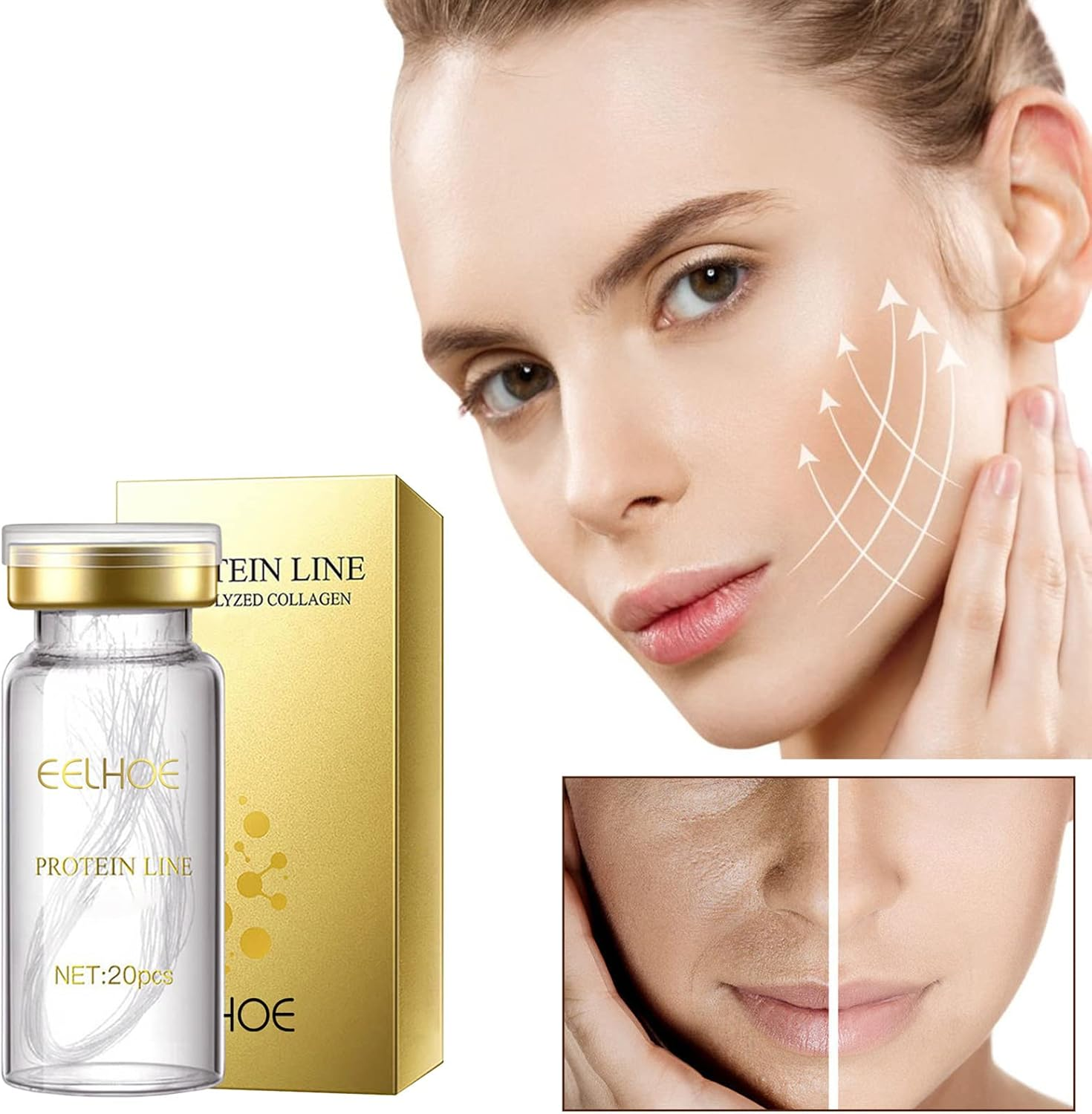 20PCS/ Bottle Protein Thread Lifting Line -Aging -Wrinkles Pore Replenish Moisturing Skin Elasticity Refining for Home Daily Salon Use ALKOY image number 2