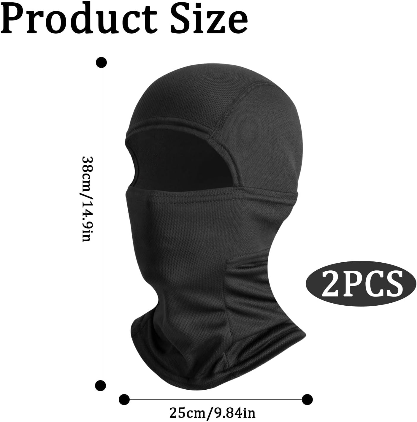 Zodaqian 2-Pack Thermal Winter Balaclava Ski Mask,Motorcycle Face Mask, Windproof Neck Gaiter for Outdoor Sports, Cycling, Skiing Black image number 5