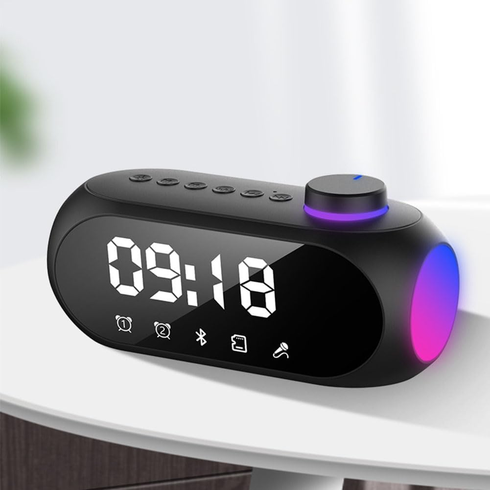 Byttlerom Portable Mini FM Radio Receiver Hifi Sound RGB Bluetooth Speaker with Clock Dual Alarm Clock Support Handsfree -A Easy to Use image number 6