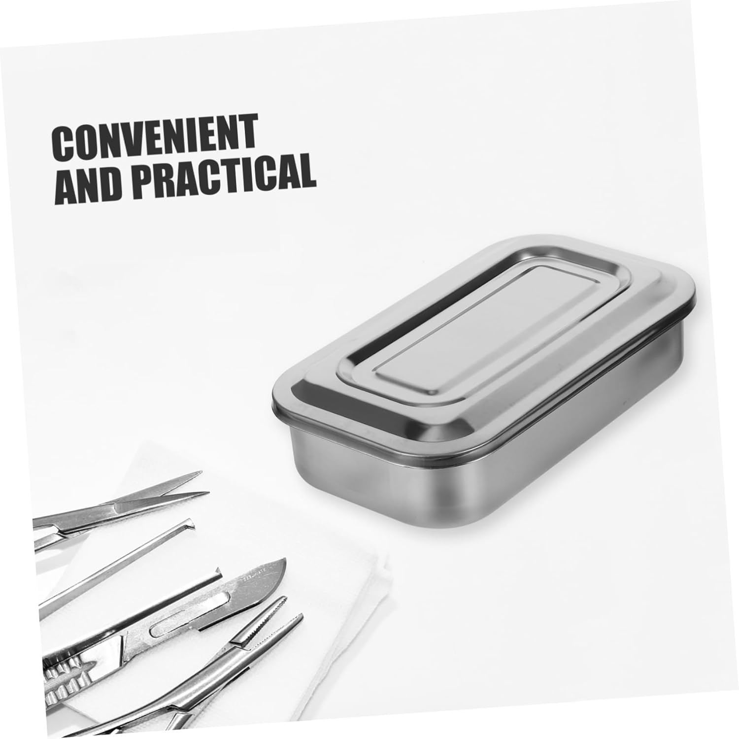 OKUMEYR Stainless Steel Sterilizer with Lid for Medical and Polished Storage Box for Gauze and Alcohol Practical and Easy to Clean Equipment Organizer image number 4