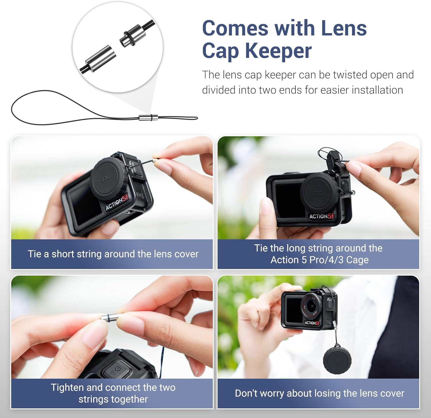 JJC Silicone Lens Cap for DJI Osmo Action 5 Pro 4 3, Protective Cover with Anti-Loss String & Silicone Ring, Protects Lens from Crack Bumps Dust Scratch When Not Using, Compatible with Action5 image number 5