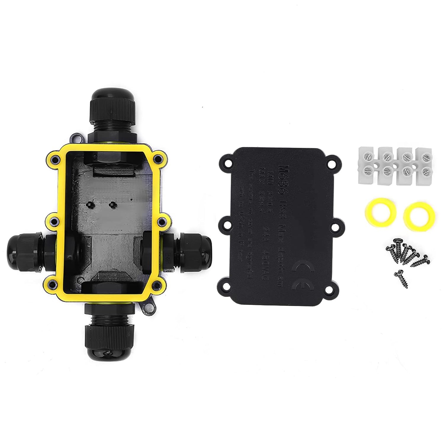 Eujgoov IP68 Junction Box Underwater Electrical Connection Box Plastic Enclosure with 450VAC 24A T100 for Home Garden Construction Factory (4 Way) image number 5