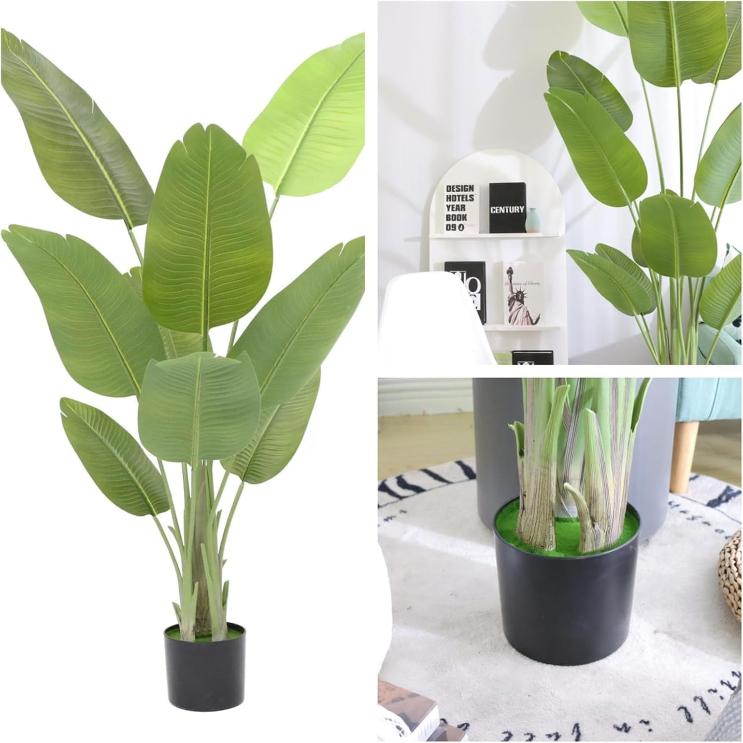 5.25Ft/160Cm Artificial Bird of Paradise Plants,Large Silk Plant Faux Tropical Plant in Pot Artificial Tree for Home Office Porch Garden image number 5
