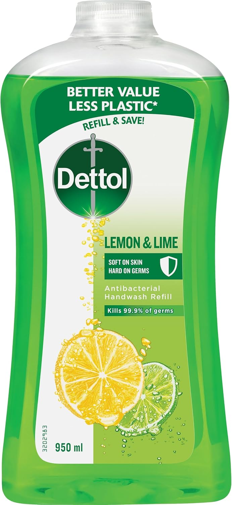 Dettol Anti-Bacterial Hand Wash Refresh Refill Disinfecting, 950Ml X 3 (Pack of 2)