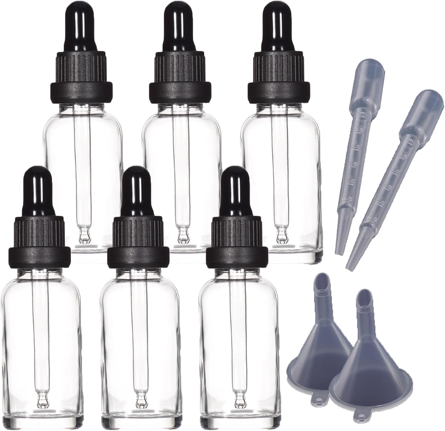 Winerstony Pipette Bottle 30 Ml Clear Apothecary Bottle with Pipette Glass for Essential Oil, Aromatherapy, Massage, Fragrances, Laboratory, Cosmetics, Travel - 6 Pieces image number 1