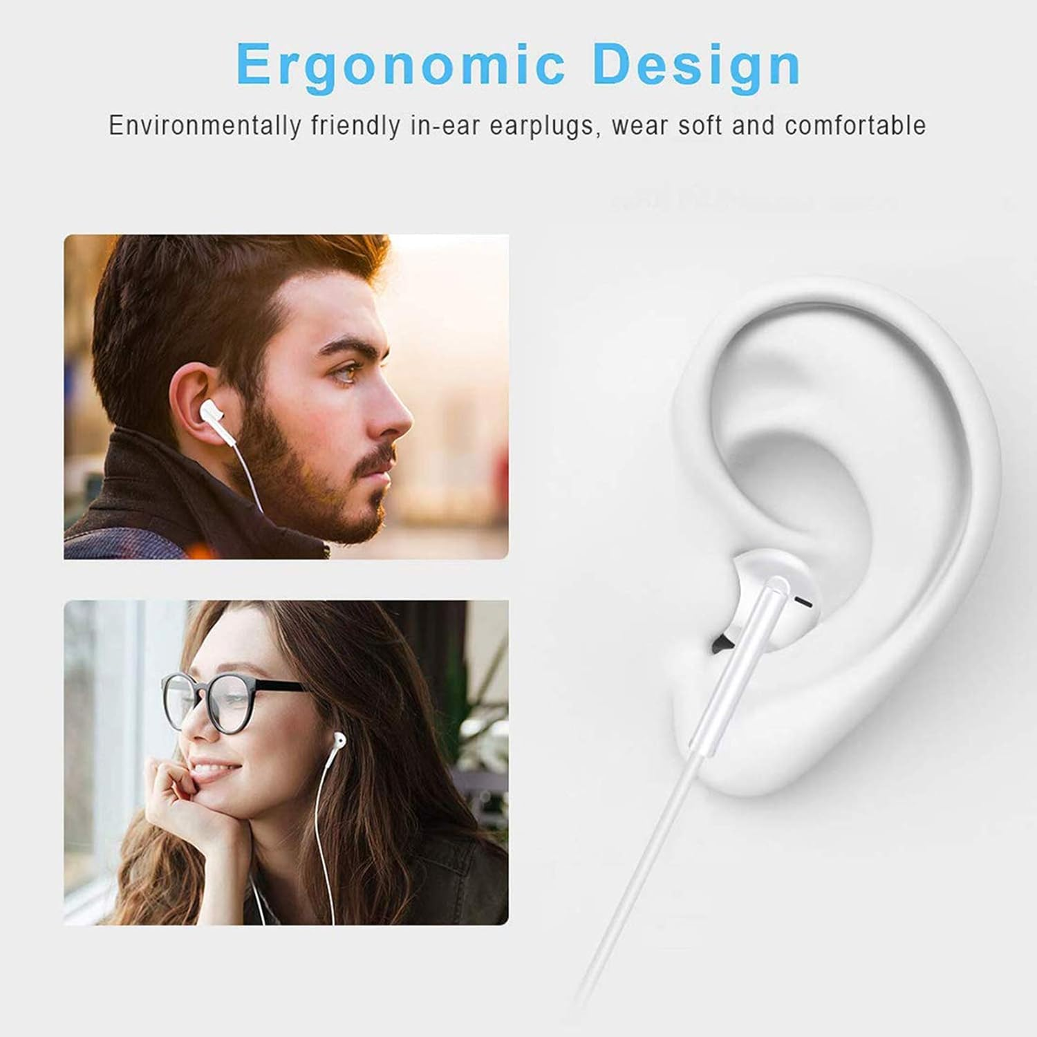 USB C Headphones, In-Ear Type C Earphones, Wired Stereo Earphone with Mic and Volume Control for Huawei P50/P40/P30/Mate 40/Mate 30,Google Pixel 2/3/4/5/Xl,Oneplus, Xia0Mi, Samsung and More image number 1