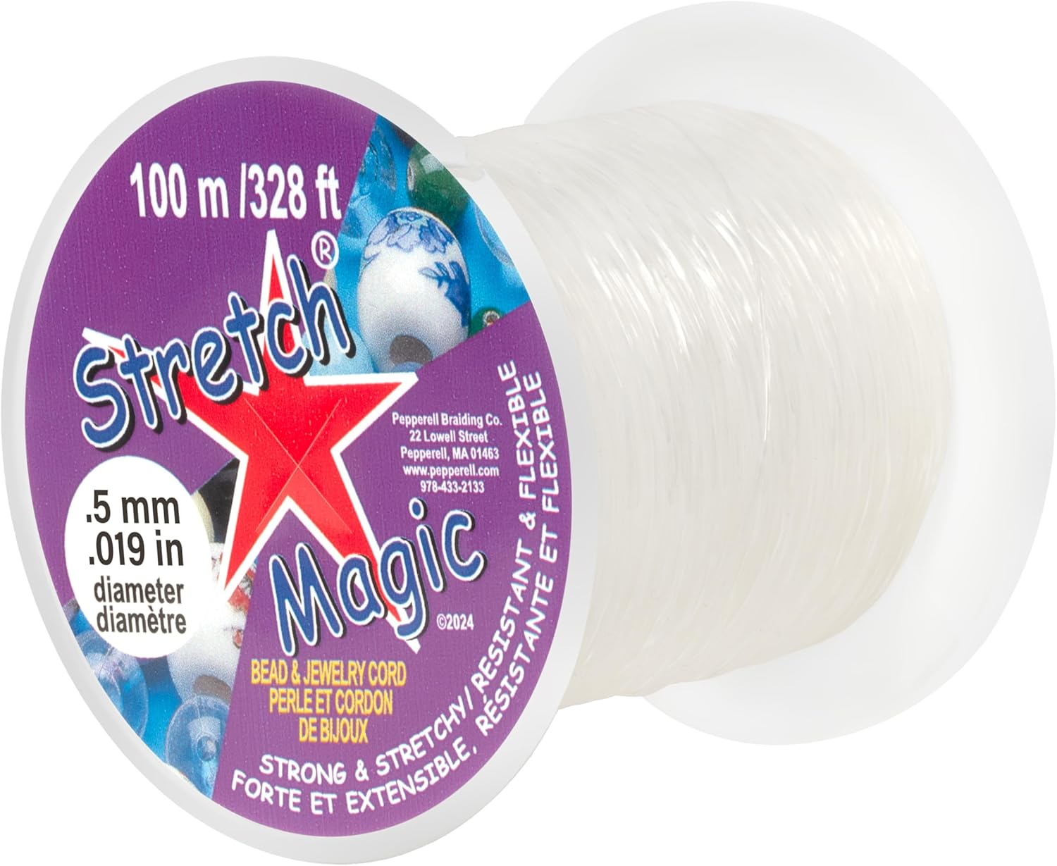 Stretch Magic Bead & Jewelry Cord - Strong & Stretchy, Easy to Knot - Clear Color - 0.5Mm Diameter - 100-Meter (328 Ft) Spool - Elastic String for Making Beaded Jewelry