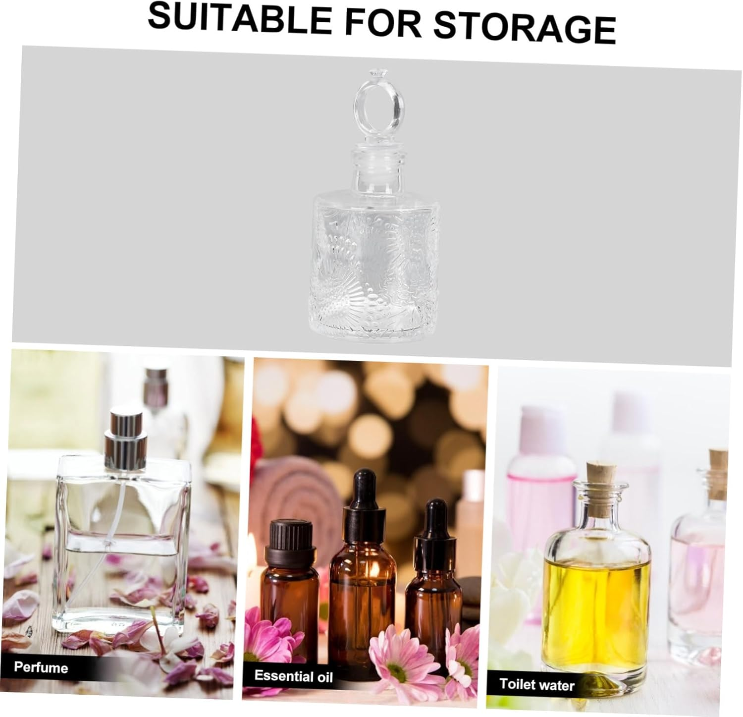 2Pcs Retro Crystal Perfume Atomizer Perfume Bottle for Aroma Diffuser Decorative Bottle Wide Mouth image number 4