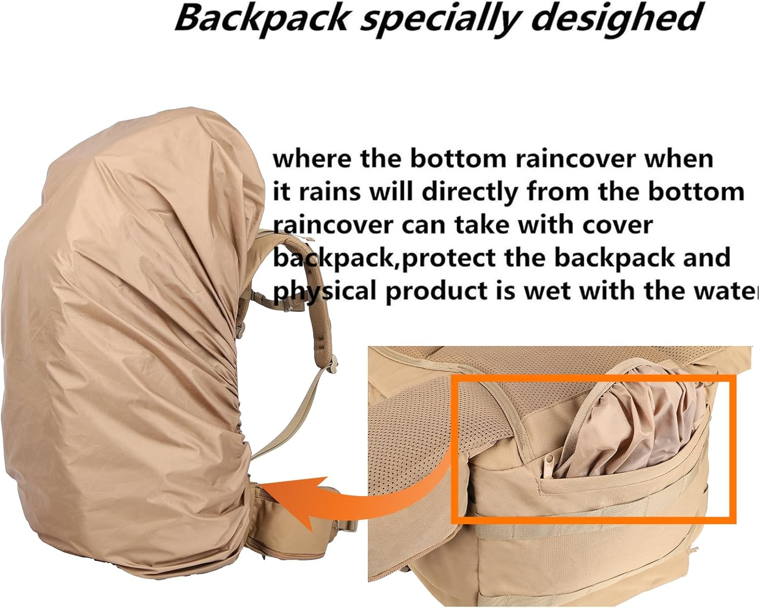 Zsearaymy 75L Hiking MOLLE Backpack with Internal Frame & Rain Cover for Tactical, Camping, Backpacking, Survival Travel image number 6