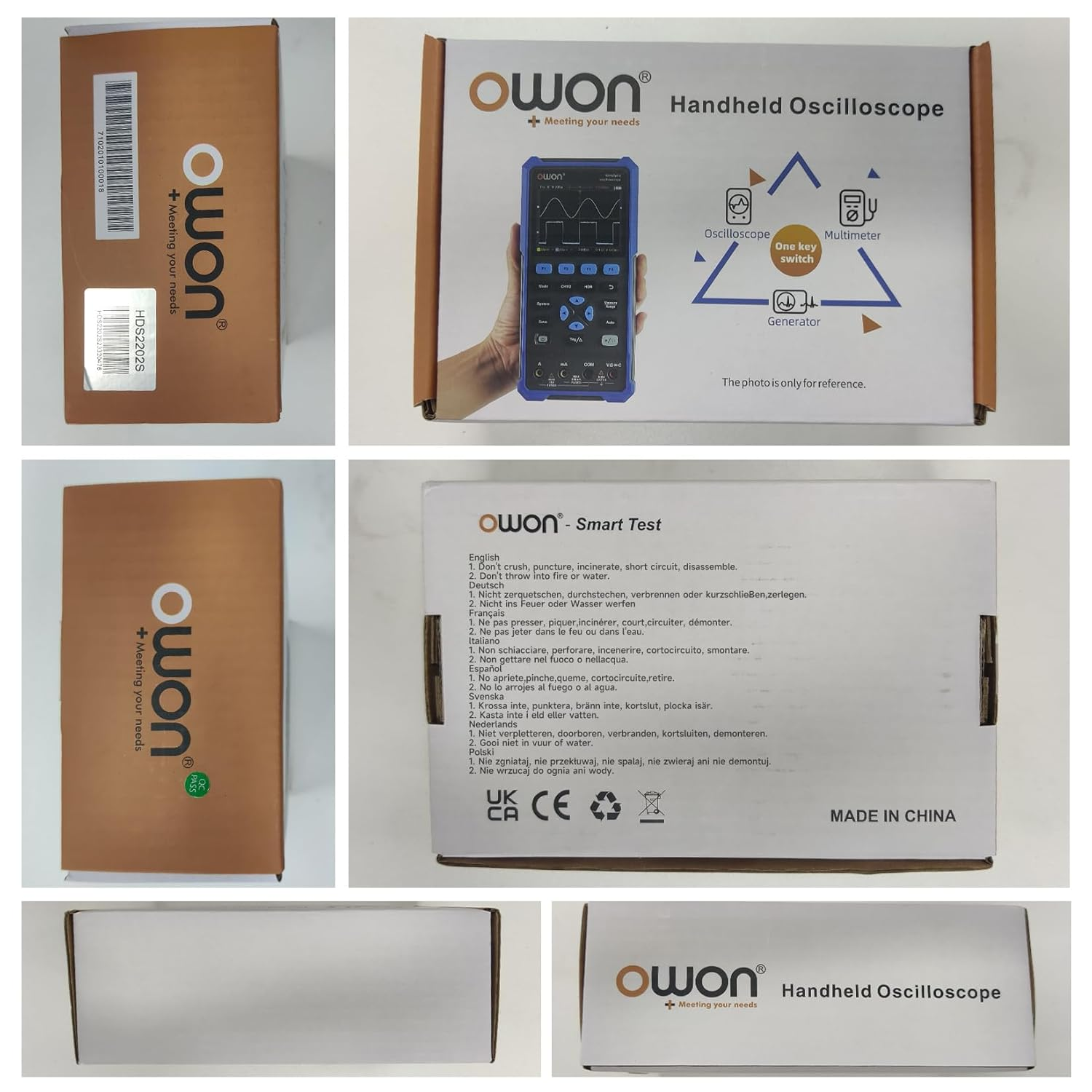 OWON Oscilloscope HDS2102 2 in 1 Digital Handheld Oscilloscope Multiumeter,20000 Counts Digital Multimeter with 3.5 Inch LCD Display,2-Ch 100 Mhz Bandwidth USB Type-C Interface image number 3