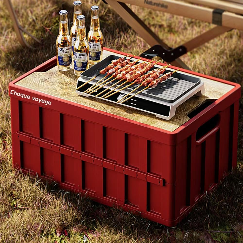 Storage Bins Camping Foldable Automobile Storage Box (20L) 3-In-1 Foldable Camping Box - Collapsible Storage + Seat + Side Table, Multifunctional for Camping, Hiking, Outdoor Activities image number 1