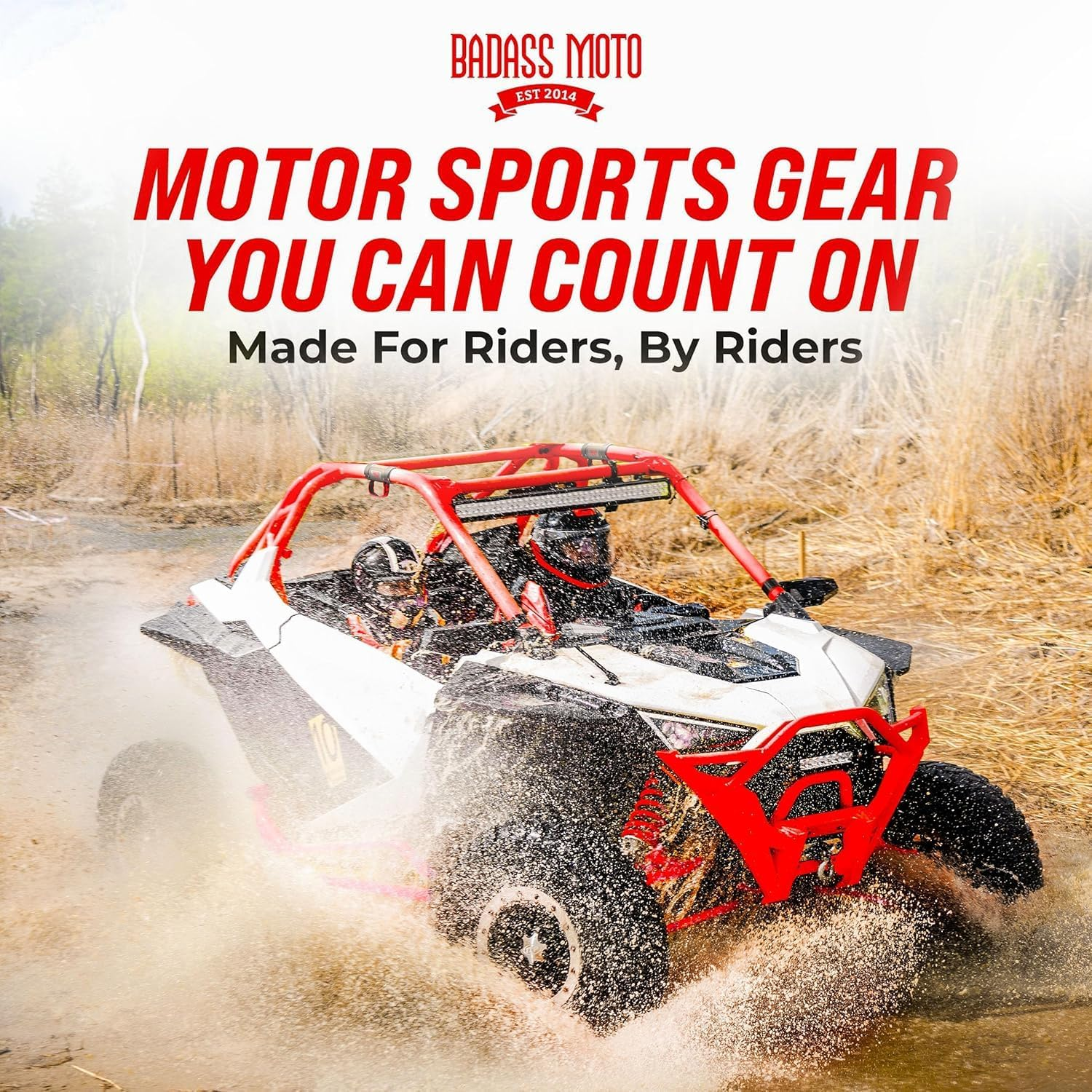 Badass Moto Roll Bar Grab Handles SXS, ATV, & UTV Grab Handles Grips for 1.5 to 2" Rollbar - Black & Red Hand Grip Grabs with Stainless Steel Buckles for Honda, Teryx, Can-Am, Polaris, Quad - 2 Pack image number 3