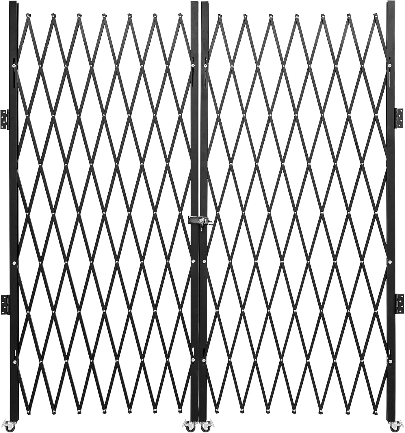 VEVOR Double Folding Security Gate, 61" H X 122" W Folding Door Gate, Steel Accordion Security Gate, Flexible Expanding Security Gate, 360&deg; Rolling Barricade Gate, Scissor Gate or Door with Keys image number 5