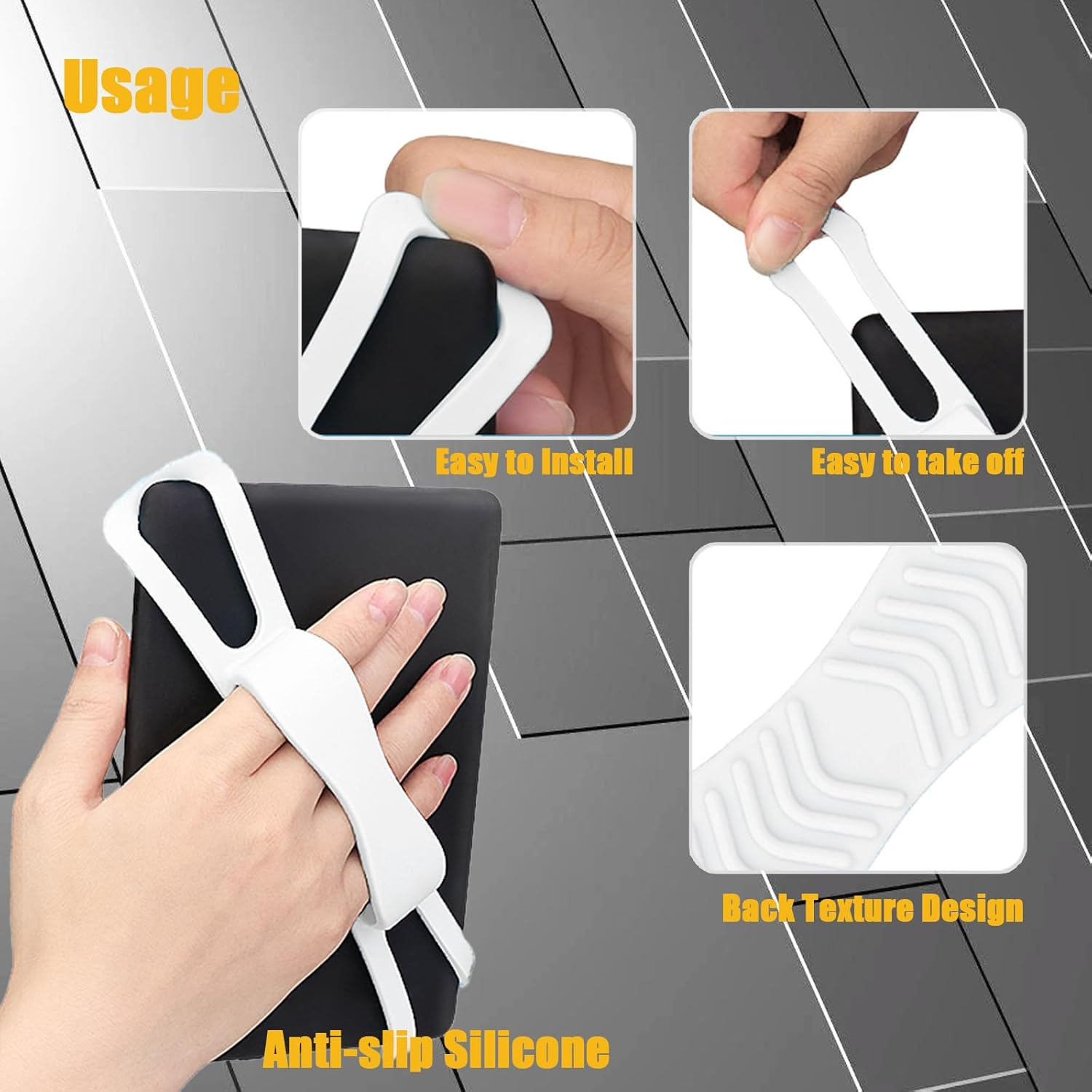 Zakora Ergonomic Hand Strap for Kindle & Tablets (4.7-8") - Universal Finger Grip Holder for Paperwhite/Oasis/Kobo/Phone - Reading Comfort for Bed/Commute/Travel (Pink) image number 3