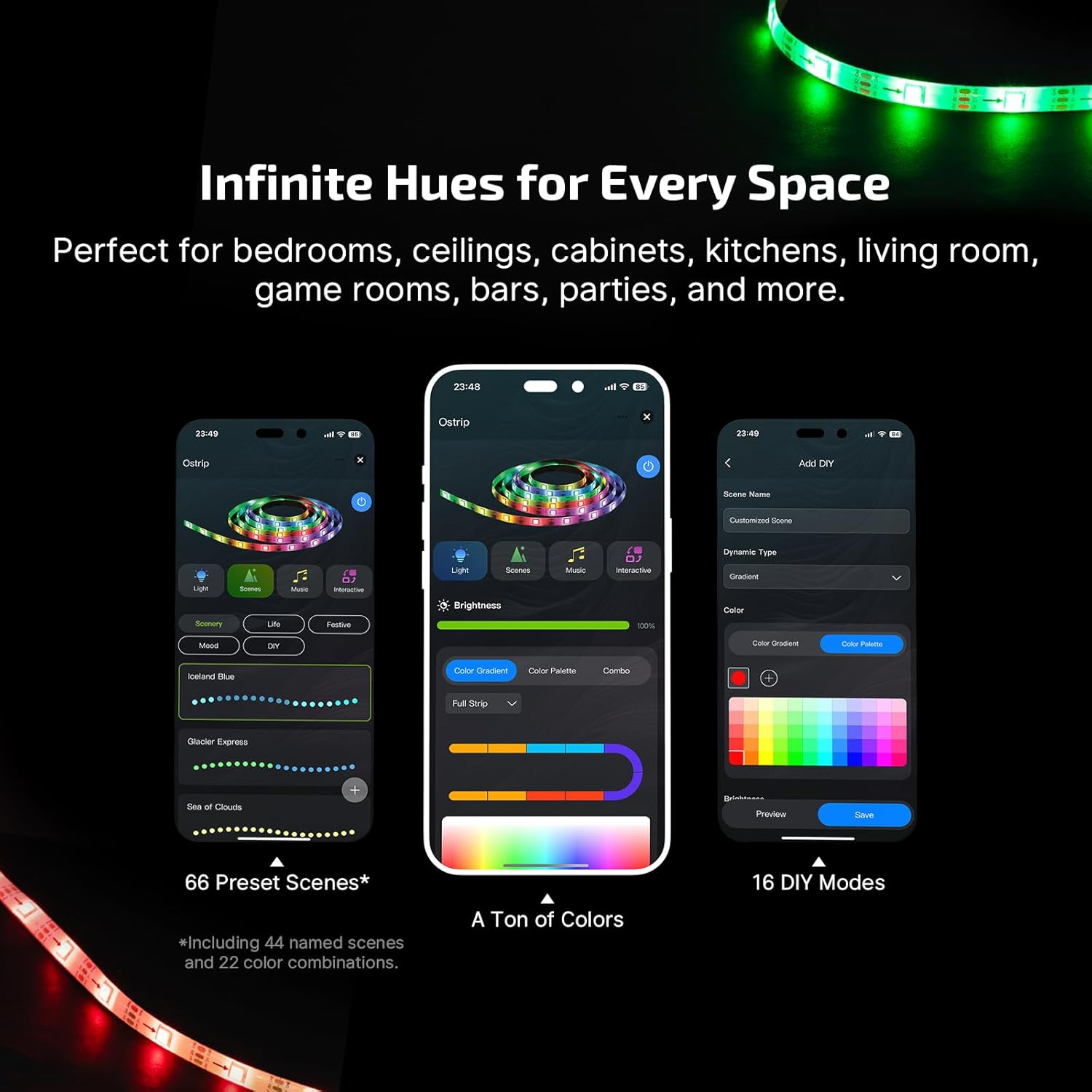 OLIGHT Ostrip Strip Lights USB Power LED Lights APP Control for for Bedrooms, Kitchens, Living Rooms, Game Rooms, Ceilings, Children'S Room Decorations