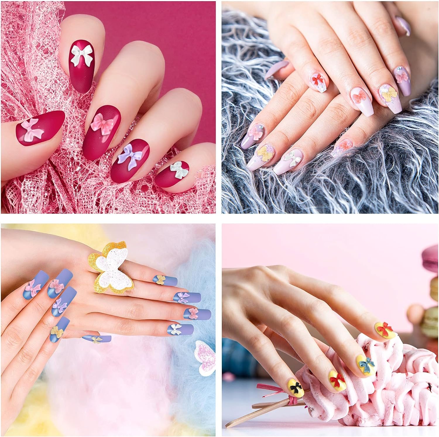 240 Pieces 3D Bow Nail Art Decorations 3D Bows Nail Charms Resin Bow Nail Decorations Colorful Bowknot Nail Accessories for Nail Art Designs Nail Decoration DIY Crafting image number 6