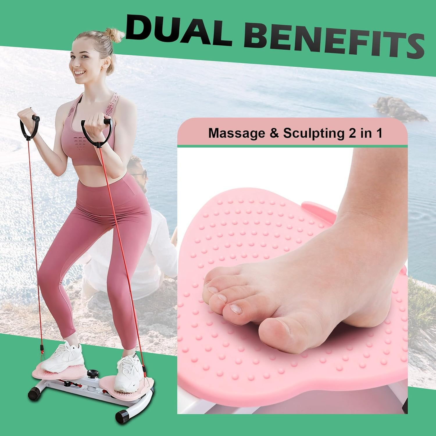 Waist Twister Machine, Adjustable Exercise Twist Board for Women Men, Noiseless Ab Twister for Home Gym Equipment, 330 Lbs Capacity with Timer, Reps, Calories with Digital Display (Pink) image number 6