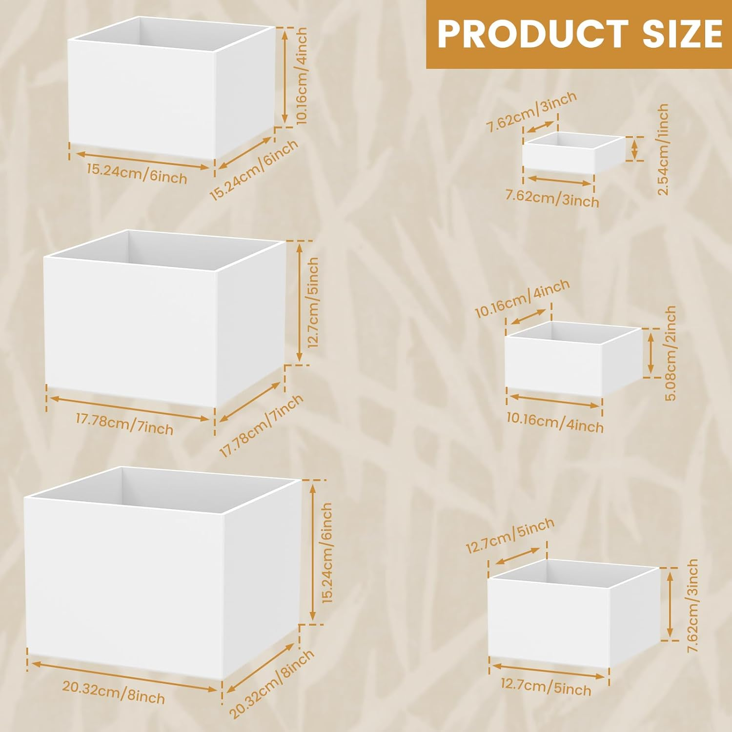 6 Pcs Acrylic Display Boxes Risers, 6 Different Sizes Stackable Buffet Stands, Food Display Risers for Party Buffet Table 3 Inch + 4 Inch + 5 Inch + 6 Inch + 7 Inch + 8 Inch (White) - White image number 4