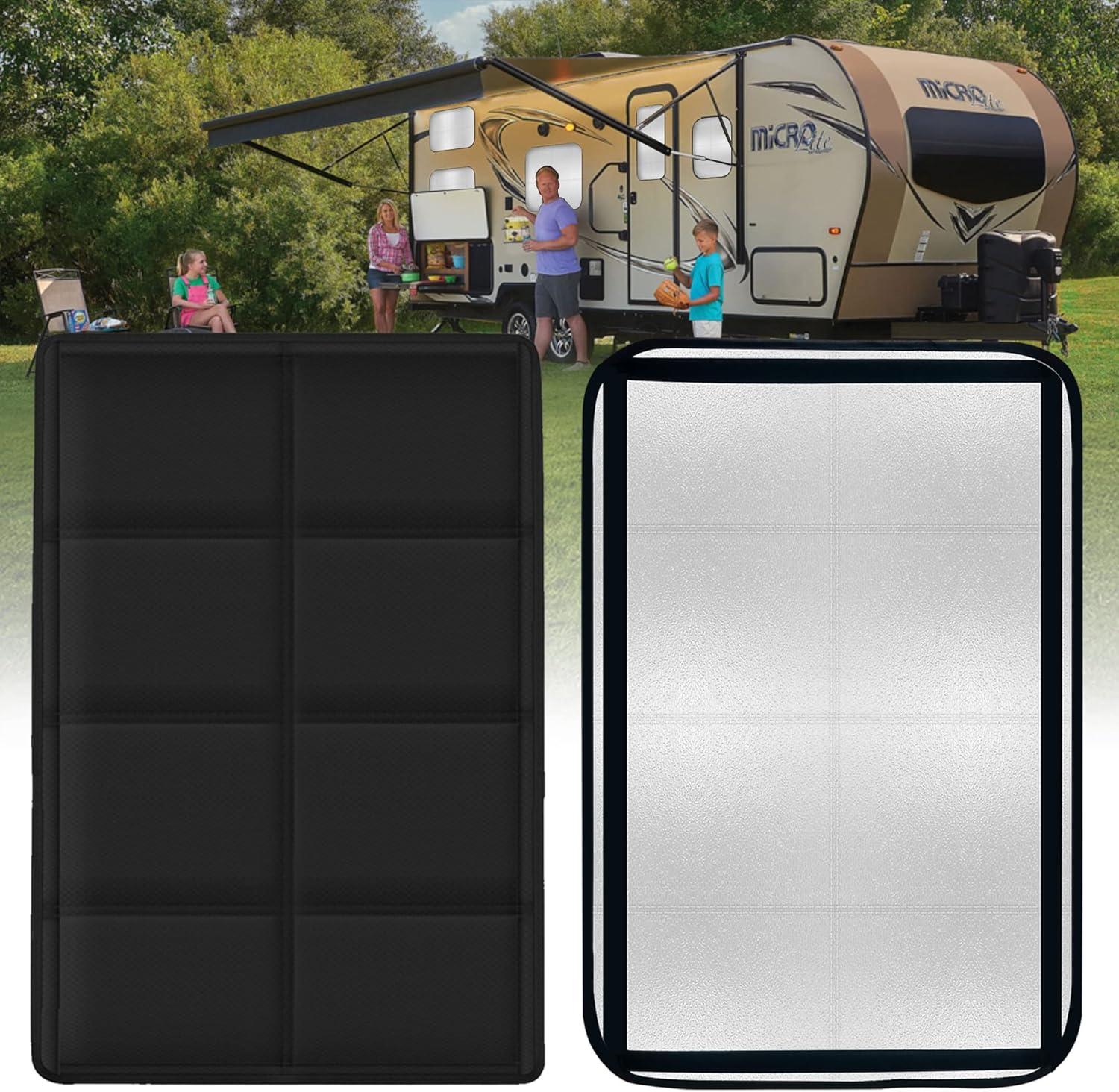 RV Murts RV Door Window Shade, 64 X 40Cm Magnetic Foldable Camper Door Window Insulation Cover UV Reflection, Privacy Protection Travel Trailers Sun Blackout, Velcro Waterproof Thickened Oxford Fabric image number 5