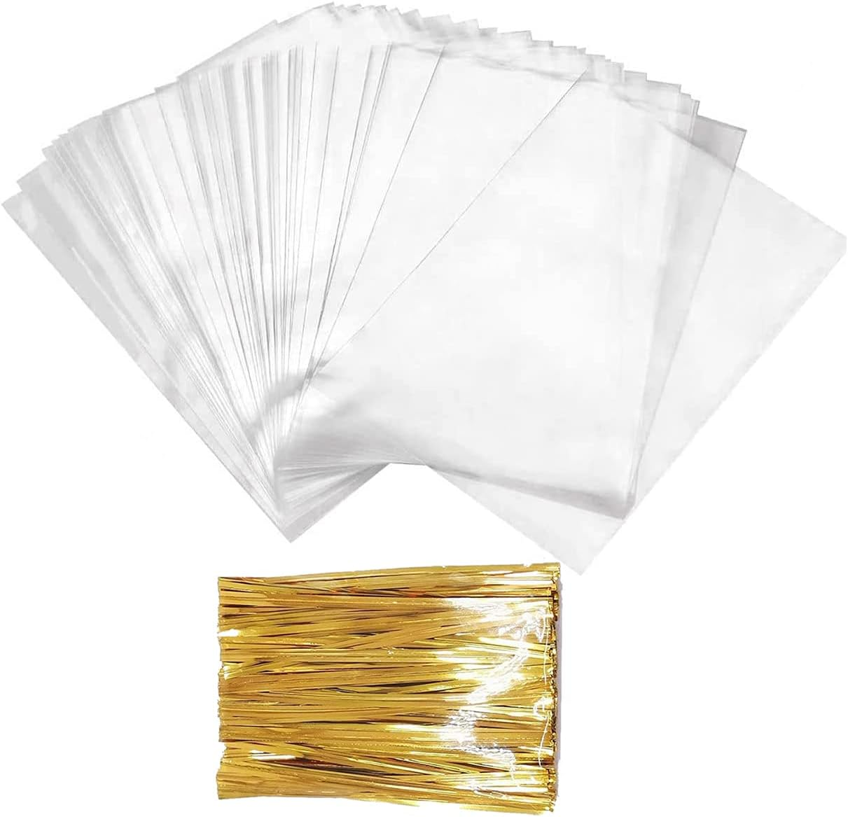 100 Cellophane Bags - 15X20 Cm Food Cookie Bags, Clear Packaging for Gifts, Parties & Holidays image number 3