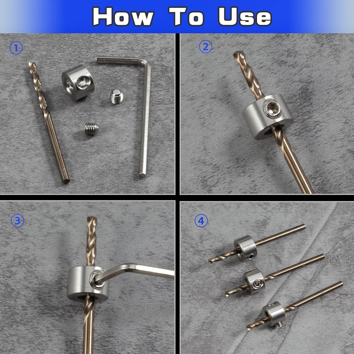LEONTOOL 12 Pcs 3-16Mm Drill Bit Depth Stop Collar Set 304 Stainless Steel Drilling Limit Ring Drill Bit Stop Collar Set Stop Bit Collar Set Drill Tool with Hex Wrenches and Storage Box 17GD1119 image number 3