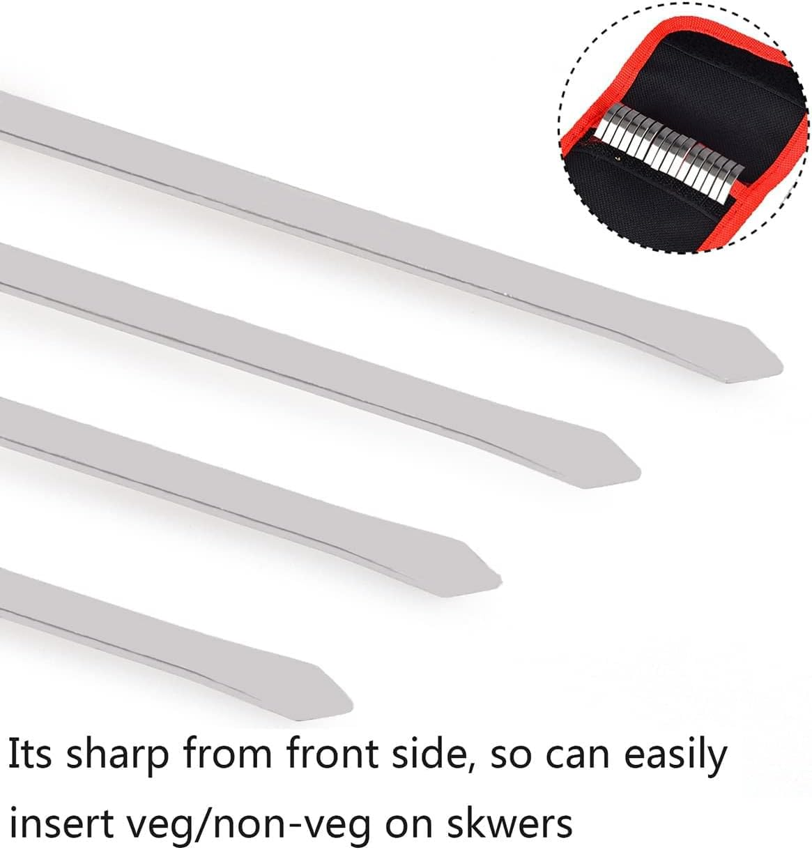 Metal Skewers for Kabobs,Stainless Steel Twisted BBQ Skewers for Kabobs with Storage Bag,36Cm24Pcs image number 4