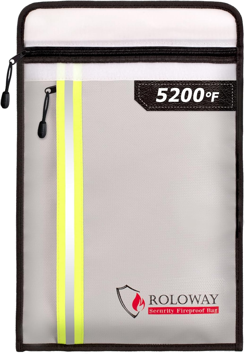 Fireproof Document Bag (15.5 X 11.5 Inch) with 5200℉ Aluminum Foil Layer, Fireproof Bag for Documents Safe with 2 Pockets, Fireproof Waterproof Document Bag, Fireproof Money Bag (Black)